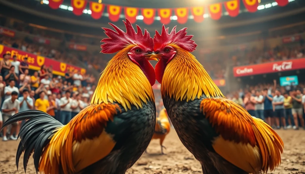 Watch the thrilling cockfighting action at 69vn.rodeo with expert roosters facing off in the arena.