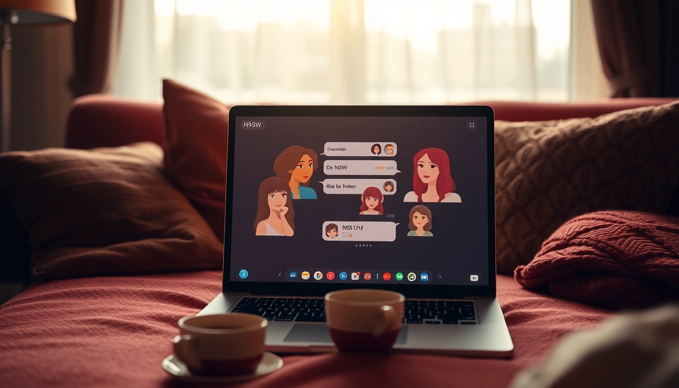 Engaging ai chat porn interactions on a cozy laptop setup.